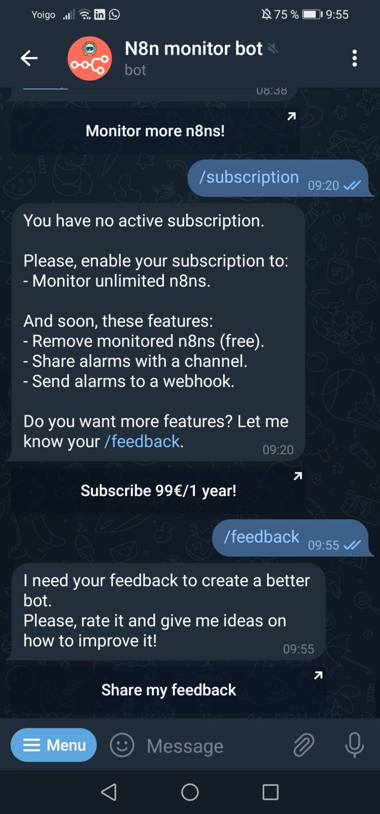 Qué permite el bot monitor de n8n